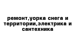 ремонт,уорка снега и территории,электрика и сантехника